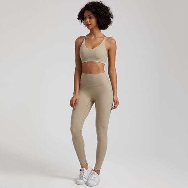 Girls 2 Piece Sexy Bra And High Waitst Leggings Yoga Sports Gym Fitness Clothes Wear Set - Image 2
