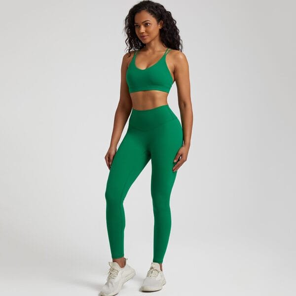 Girls 2 Piece Sexy Bra And High Waitst Leggings Yoga Sports Gym Fitness Clothes Wear Set - Image 10