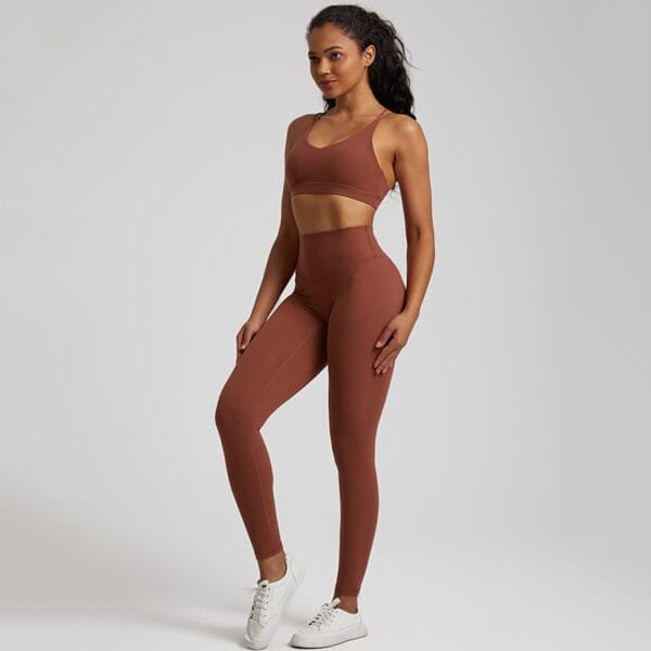 Girls 2 Piece Sexy Bra And High Waitst Leggings Yoga Sports Gym Fitness Clothes Wear Set - Image 12