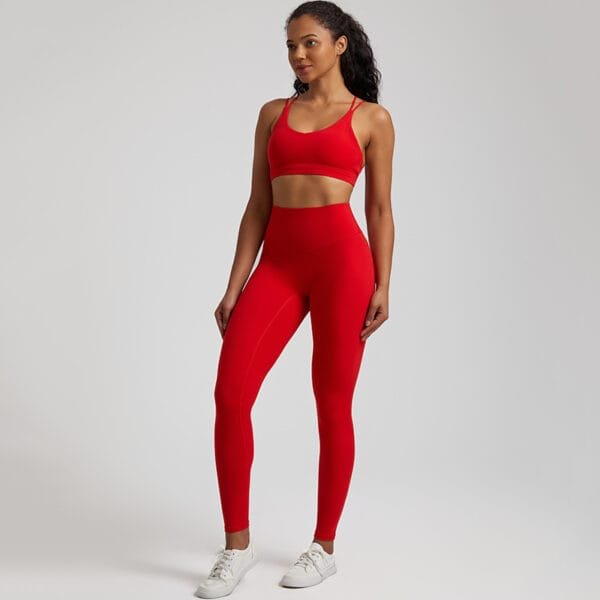 Girls 2 Piece Sexy Bra And High Waitst Leggings Yoga Sports Gym Fitness Clothes Wear Set - Image 13