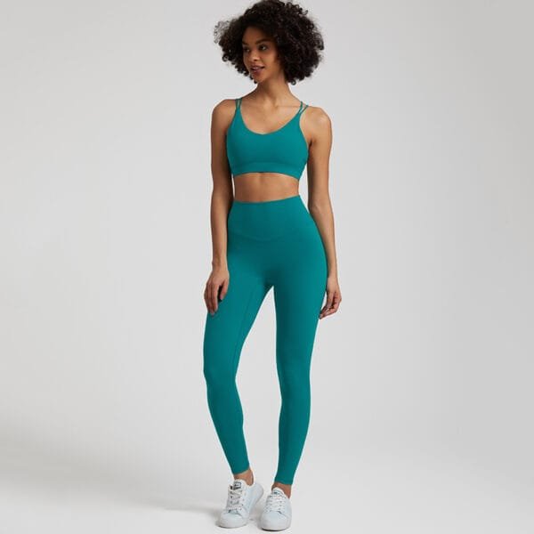 Girls 2 Piece Sexy Bra And High Waitst Leggings Yoga Sports Gym Fitness Clothes Wear Set - Image 6
