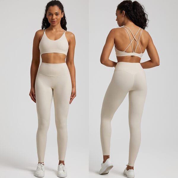 Girls 2 Piece Sexy Bra And High Waitst Leggings Yoga Sports Gym Fitness Clothes Wear Set