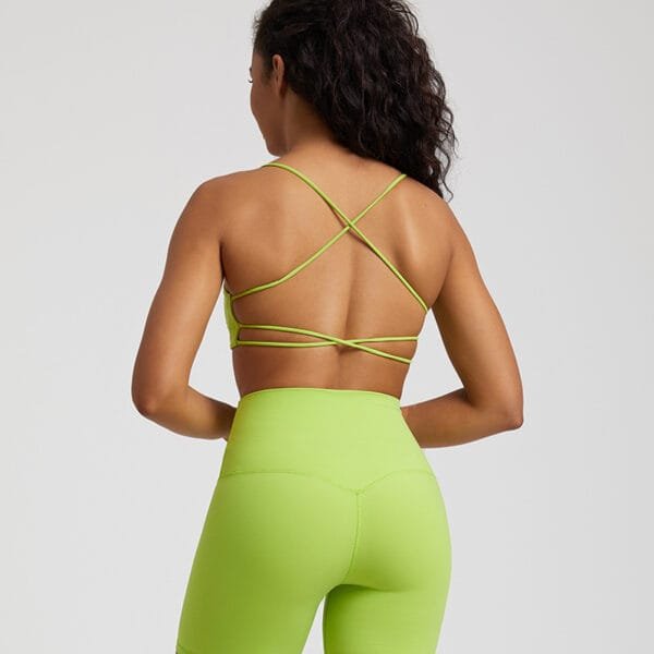 Factory Manufacture Hot Selling Backless Butter Soft Yoga Fitness Sports Gym Bra With Thin Straps - Image 11