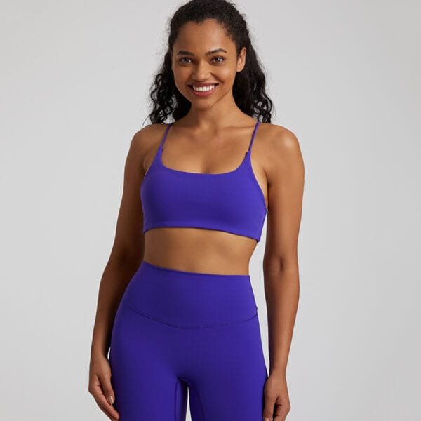 Factory Manufacture Hot Selling Backless Butter Soft Yoga Fitness Sports Gym Bra With Thin Straps - Image 12