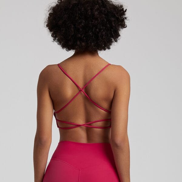 Factory Manufacture Hot Selling Backless Butter Soft Yoga Fitness Sports Gym Bra With Thin Straps - Image 14