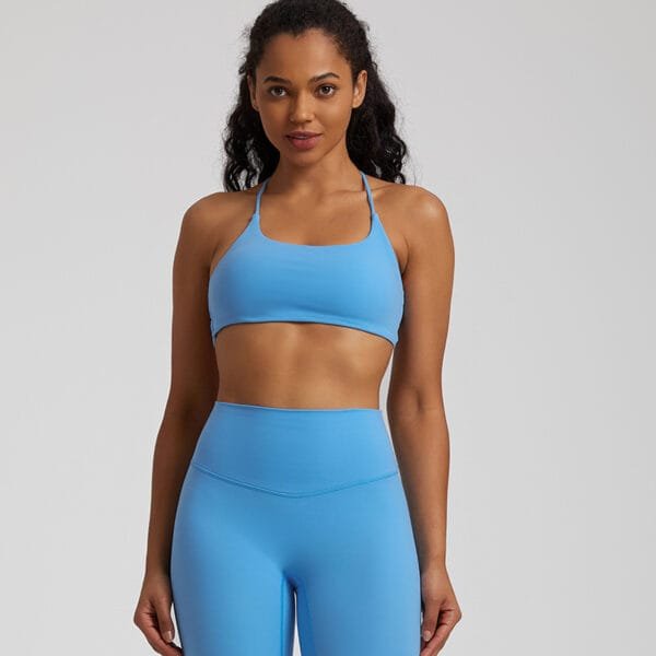 Factory Manufacture Hot Selling Backless Butter Soft Yoga Fitness Sports Gym Bra With Thin Straps - Image 2