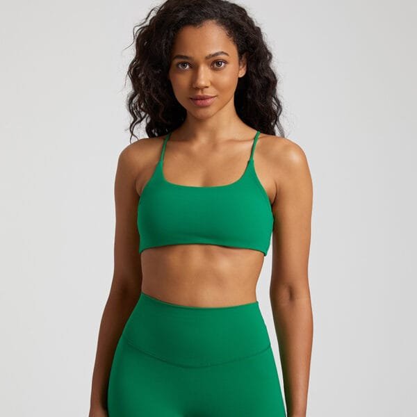 Factory Manufacture Hot Selling Backless Butter Soft Yoga Fitness Sports Gym Bra With Thin Straps - Image 5