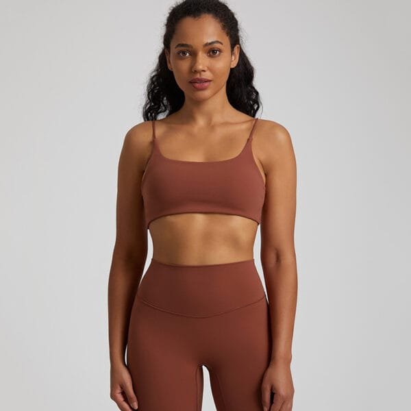Factory Manufacture Hot Selling Backless Butter Soft Yoga Fitness Sports Gym Bra With Thin Straps - Image 6