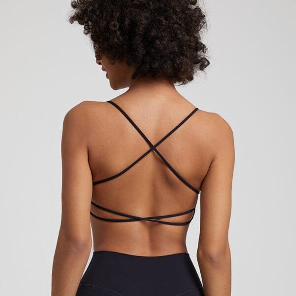 Factory Manufacture Hot Selling Backless Butter Soft Yoga Fitness Sports Gym Bra With Thin Straps - Image 8