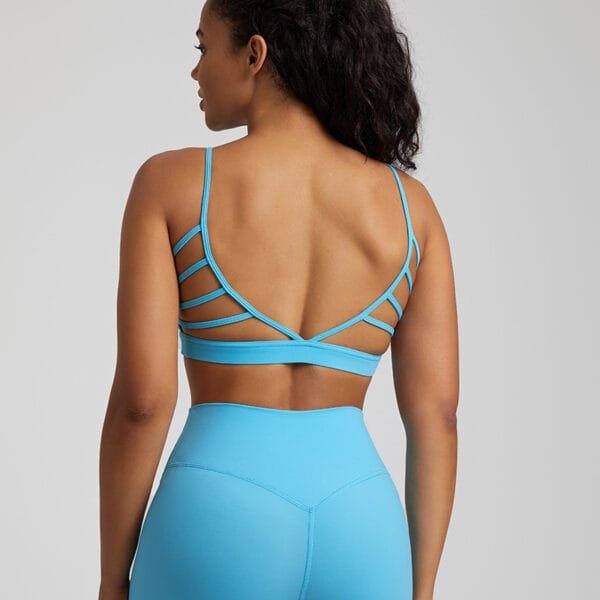 Guangzhou Manufacturing Customized Beautiful Butterfly Back Sexy Yoga Gym Fitness Sports Bra - Image 7