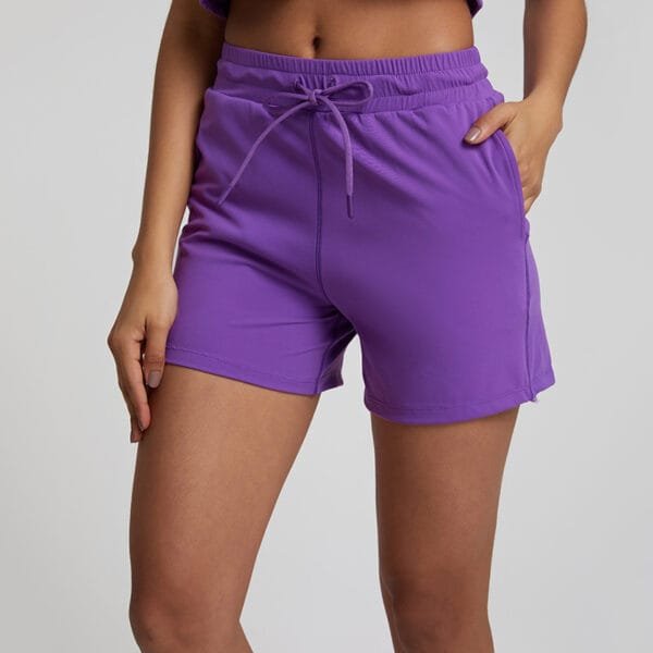 Casual Women Sports Gym Fitness Shorts Hot Pants With Drawstring And Side Pockets - Image 11
