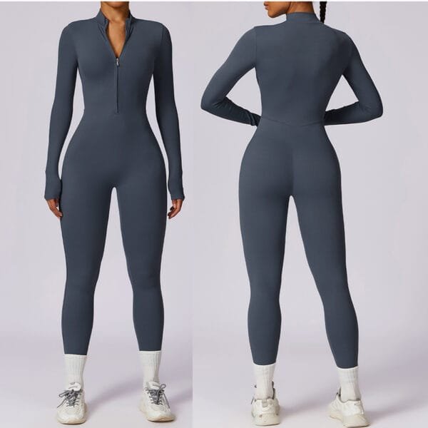 Hot Selling Popular Long Sleeve Half Zip Long Yoga Gym Fitness Sports Jumpsuit