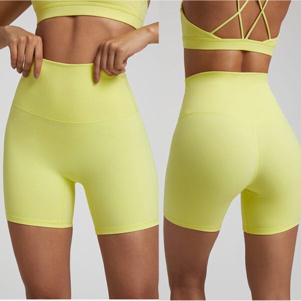 Bright Colors High Waist High Elastic Yoga Fitness Biker Three-point Shorts